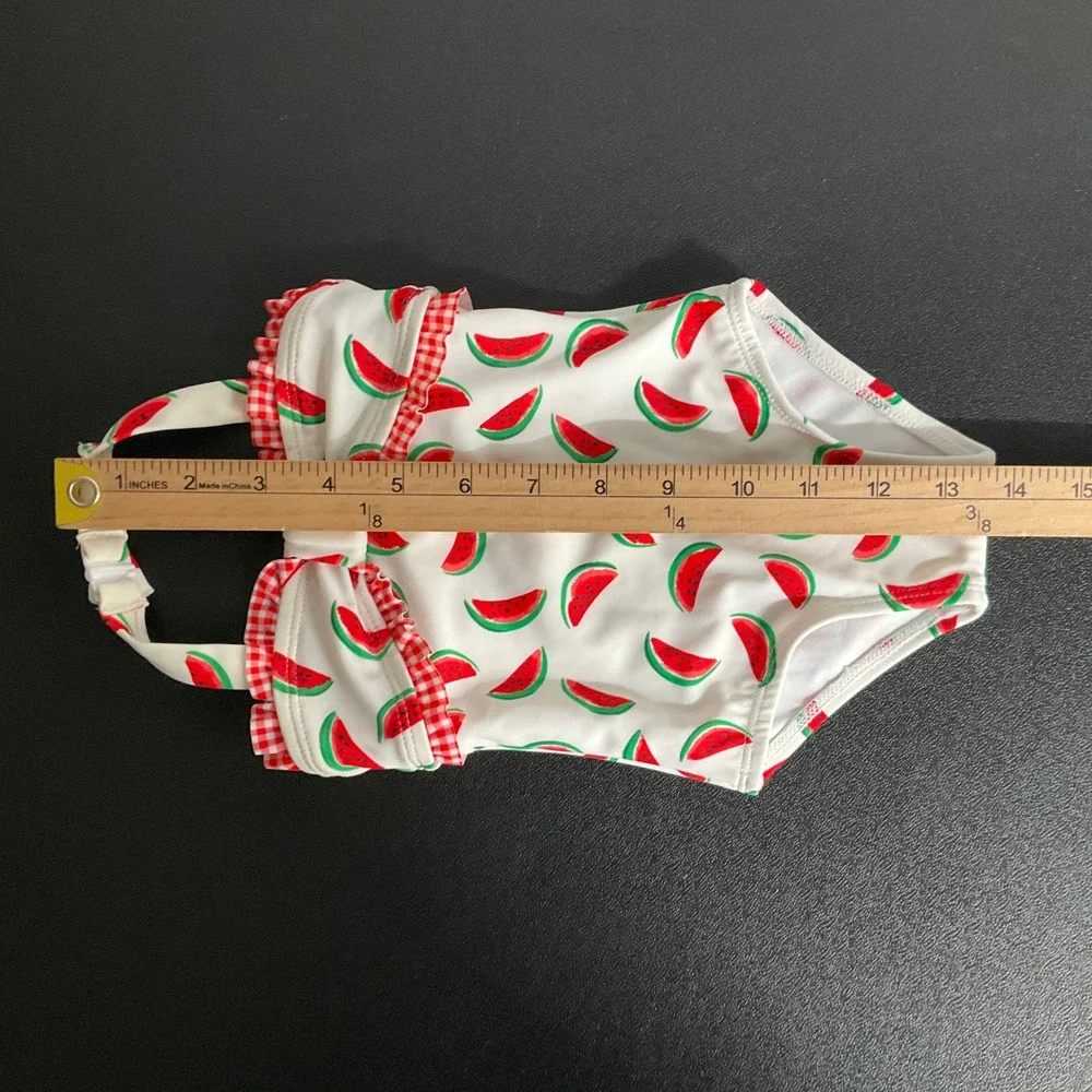 Janie and Jack Swimsuit Baby Girls 3-6M White Watermelon‎ Ruffle One Piece NEW